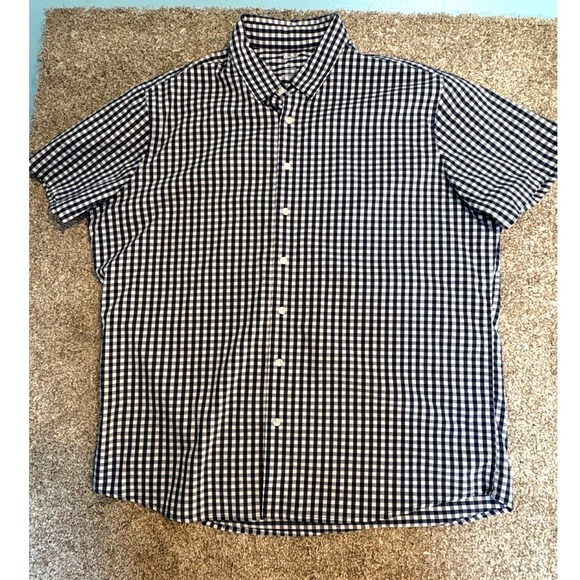 Sonoma Goods For Life Other - Mens XXL Stretch Button Down Shirt Gingham Short Sleeve Cotton Blend Blue Sonoma